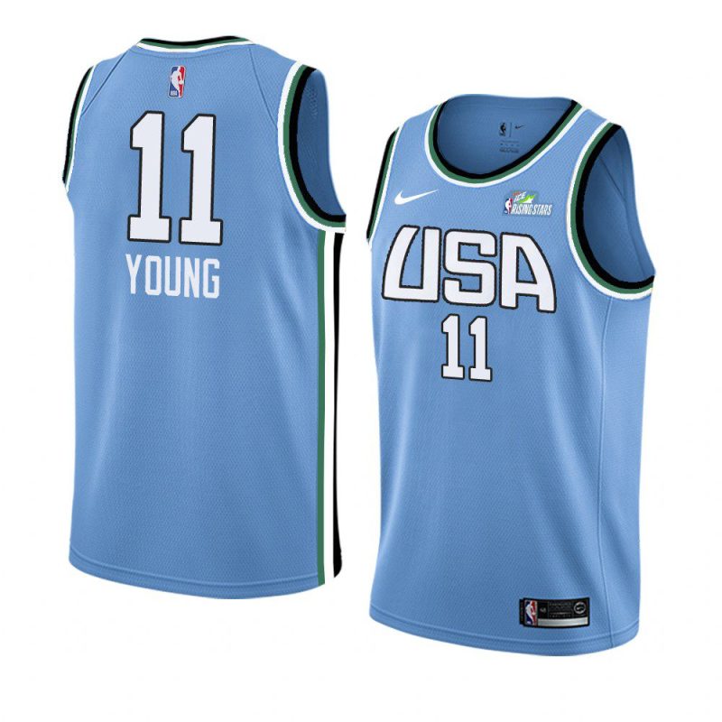 2019 rising star blue men's trae young name jersey