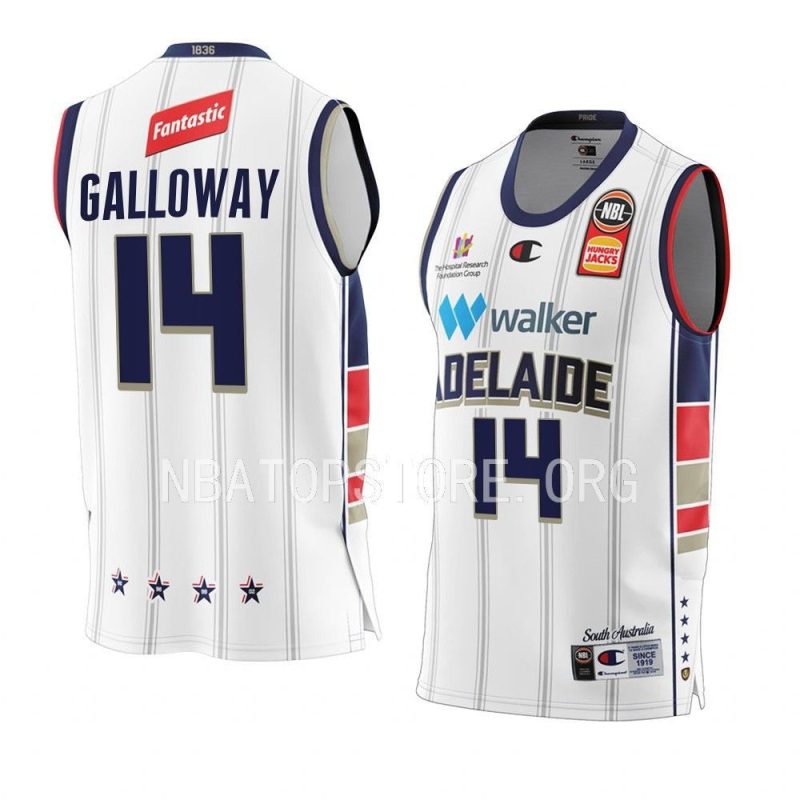 adelaide 36ers kyrin galloway white 2022 23away nbl jersey