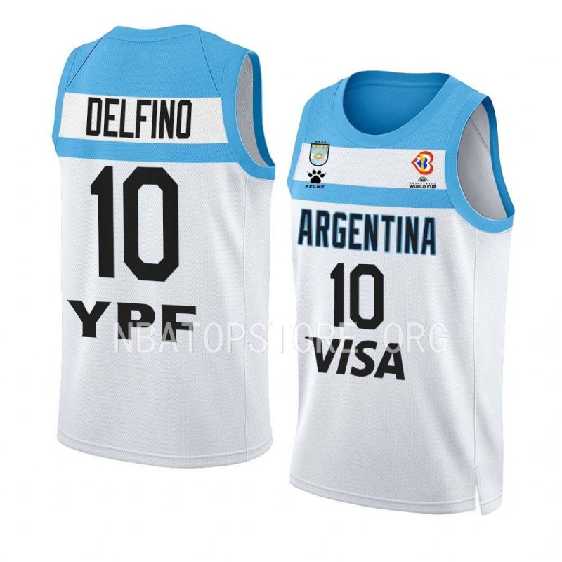 argentina basketball 2023 fiba world cup carlos delfino white home jersey