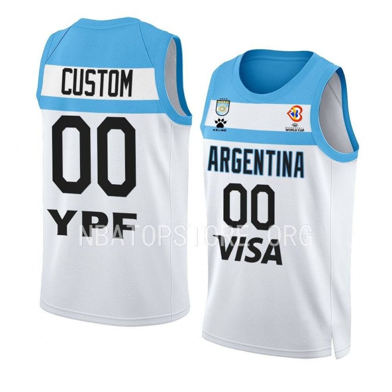 argentina basketball 2023 fiba world cup custom white home jersey