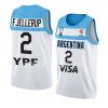 argentina basketball 2023 fiba world cup maximo fjellerup white home jersey