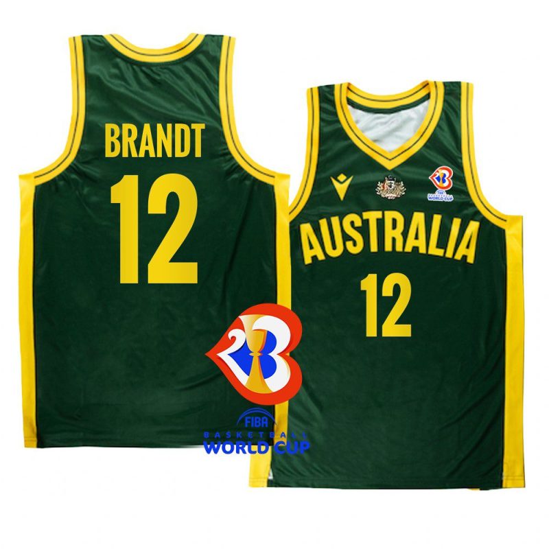 australia team 2023 fiba basketball world cup angus brandt green boomers jersey