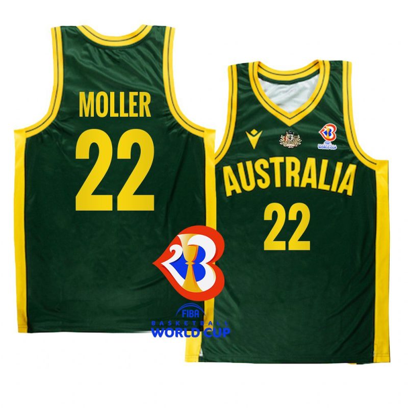 australia team 2023 fiba basketball world cup craig moller green boomers jersey
