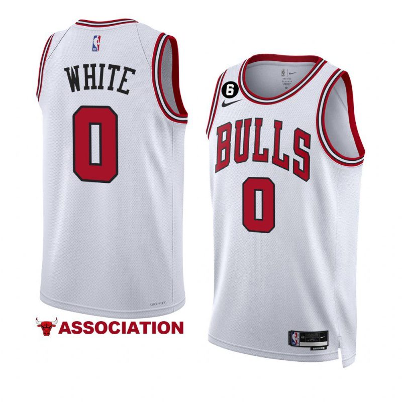 bulls coby white white 2022 23association edition no.6 patch jersey