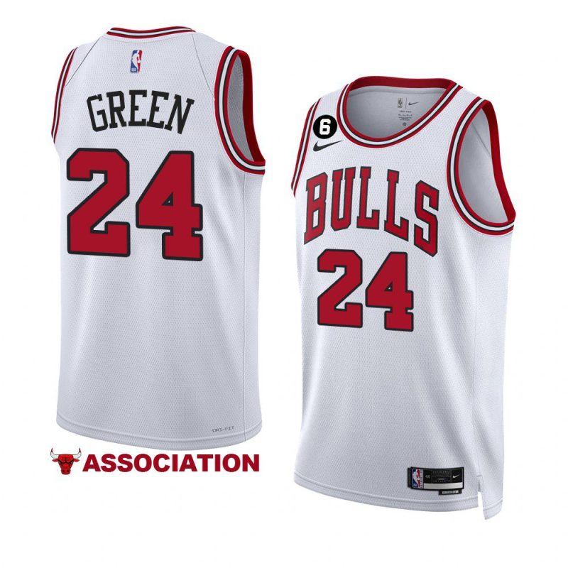 bulls javonte green white 2022 23association edition no.6 patch jersey