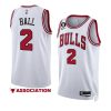 bulls lonzo ball white 2022 23association edition no.6 patch jersey