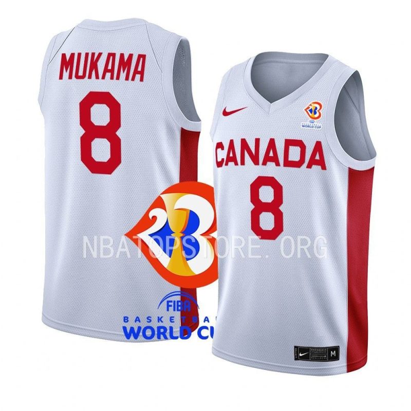 canada basketball fiba world cup 2023 jean victor mukama white jersey