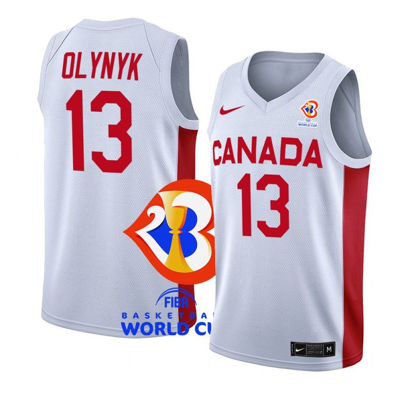 canada team 2023 fiba basketball world cup kelly olynyk white home jersey