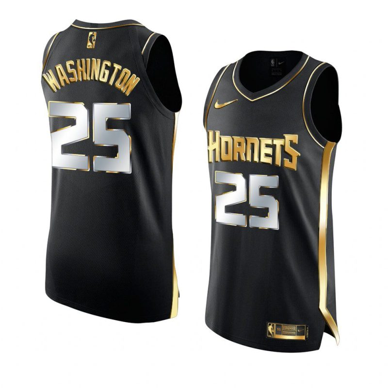 charlotte hornets p.j. washington black golden edition jersey