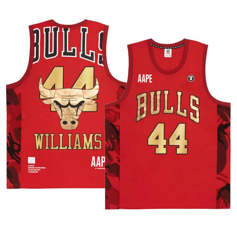 chicago bulls patrick williams red aape x nba style ape face mentank top