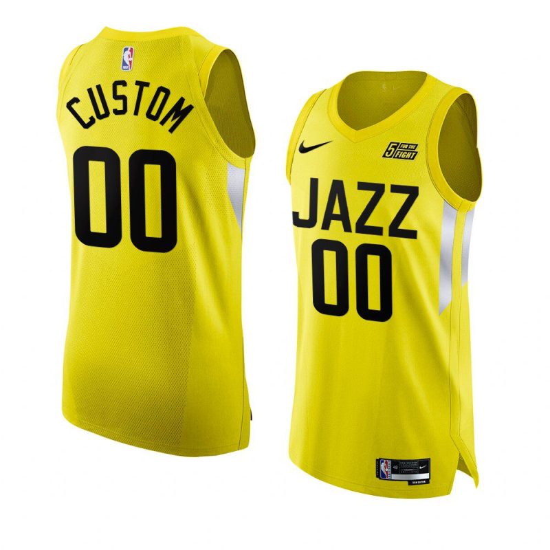 custom 2022 23jazz jersey icon editionauthentic yellow