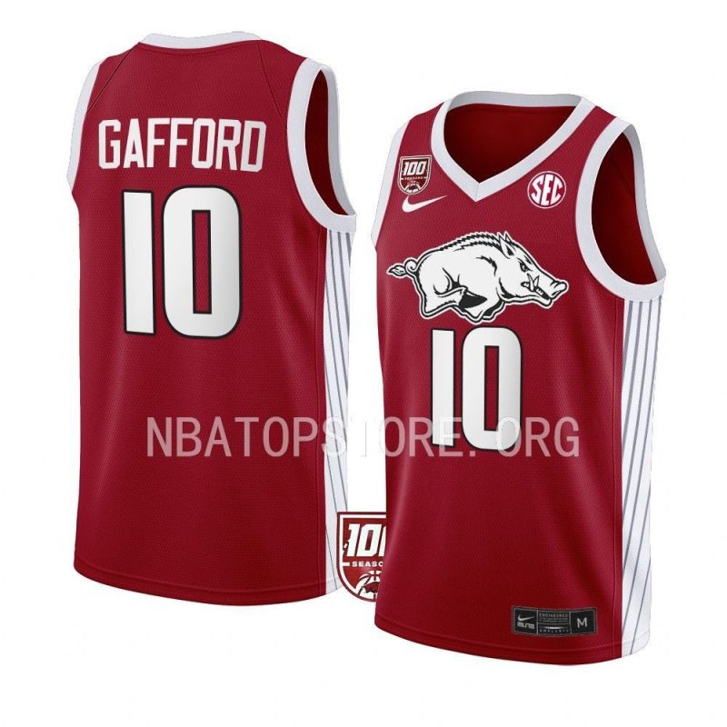 daniel gafford college basketball jersey 100 season red