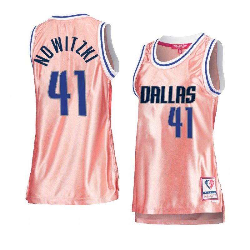 dirk nowitzki women 75th anniversary jersey rose gold pink