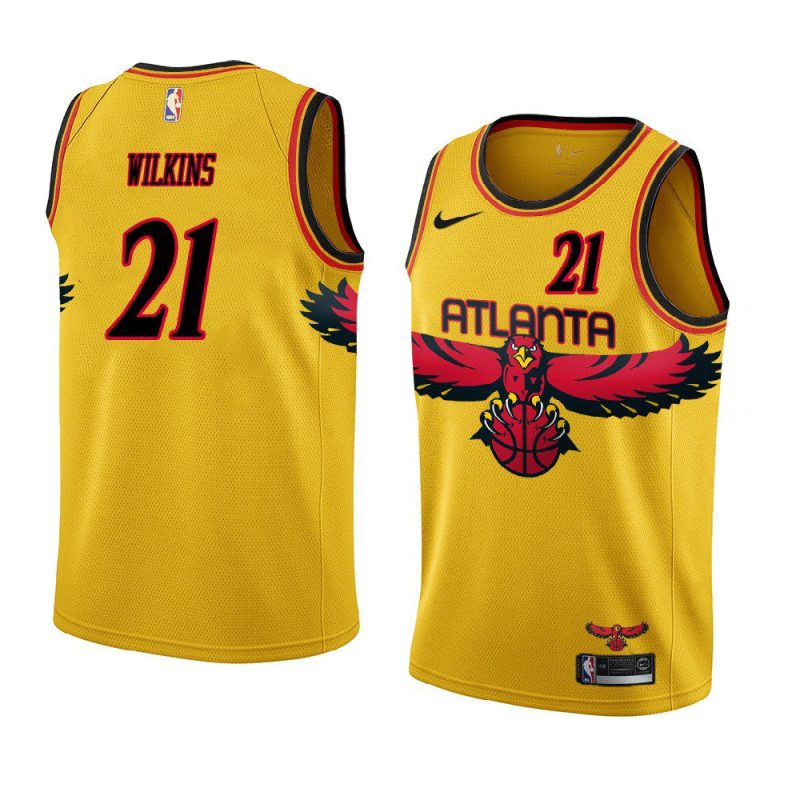 dominique wilkins throwback jersey city edition yellow 2021