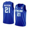 finland 2022 fiba basketball world cup edon maxhuni blue away jersey