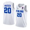 finland fiba eurobasket 2022 alexander madsen white home jersey