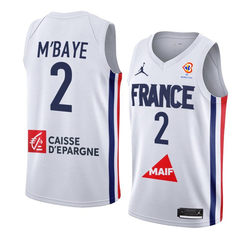 france team 2023 fiba basketball world cup amath m'baye white jersey