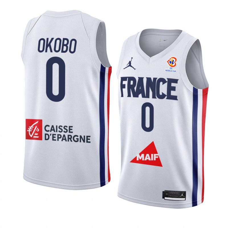 france team 2023 fiba basketball world cup elie okobo white jersey