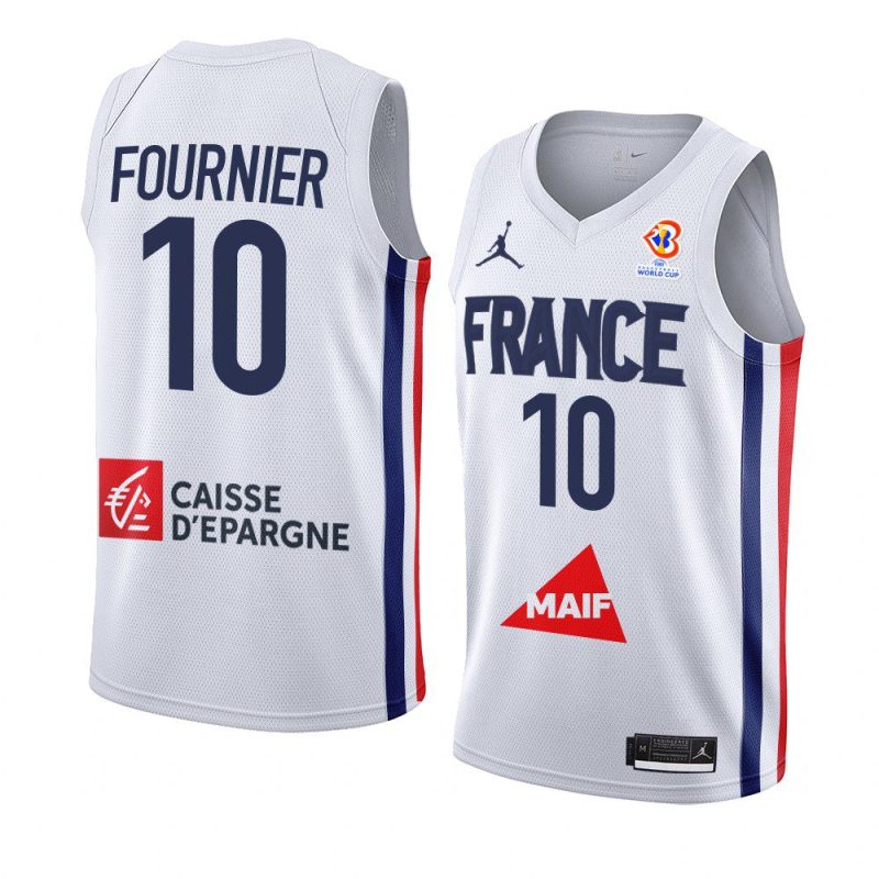france team 2023 fiba basketball world cup evan fournier white jersey