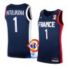 france team 2023 fiba basketball world cup frank ntilikina blue ffbb home jersey