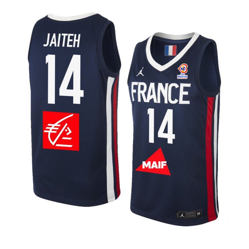 france team 2023 fiba basketball world cup mouhammadou jaiteh blue ffbb home jersey