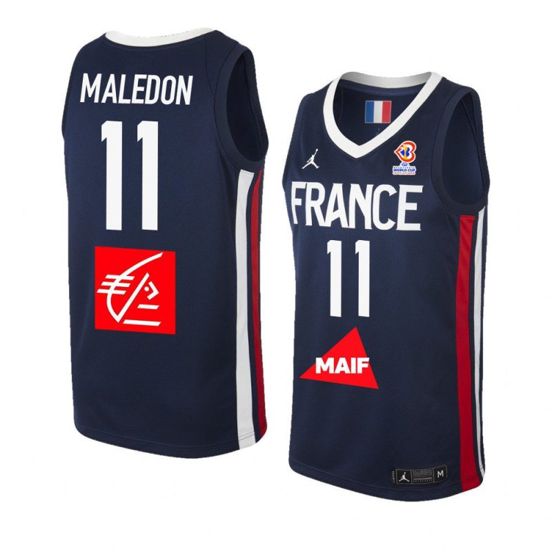 france team 2023 fiba basketball world cup theo maledon blue ffbb home jersey