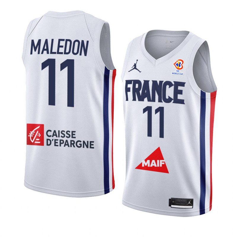 france team 2023 fiba basketball world cup theo maledon white jersey