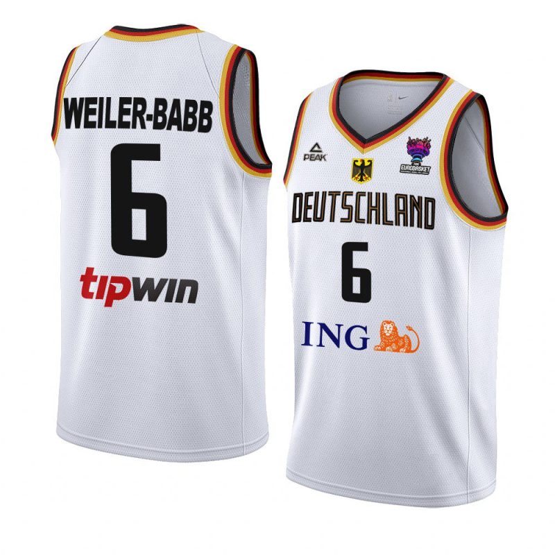 germany basketball fiba eurobasket 2022 nick weiler babb white home jersey