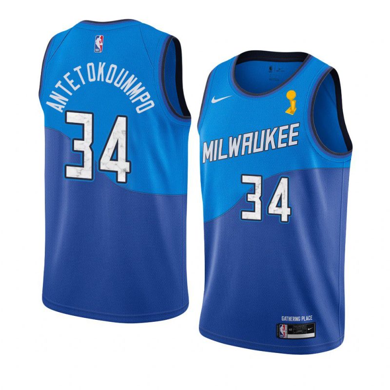 giannis antetokounmpo city jersey 2021 nba finals champions blue