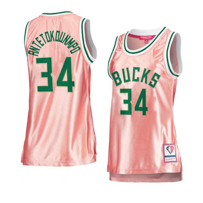 giannis antetokounmpo women 75th anniversary jersey rose gold pink