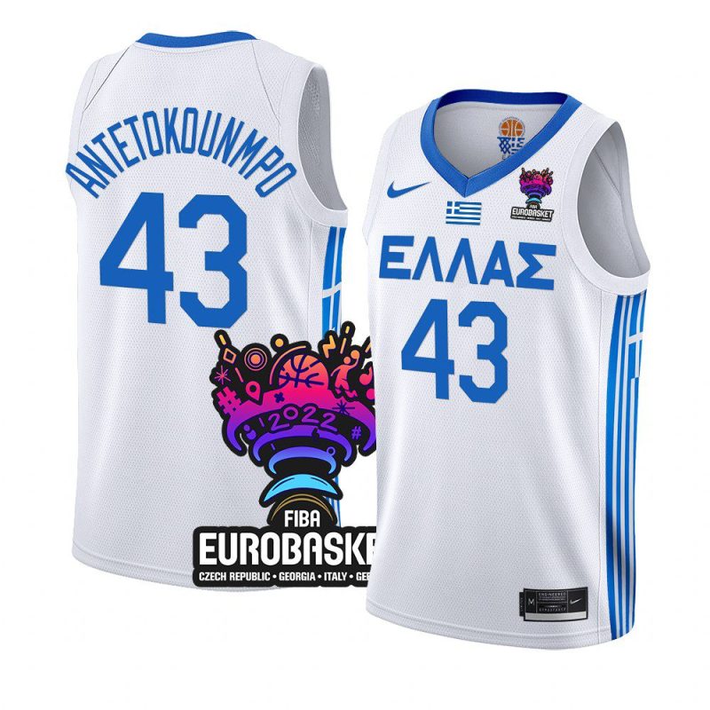 greece team eurobasket 2022 thanasis antetokounmpo white home jersey
