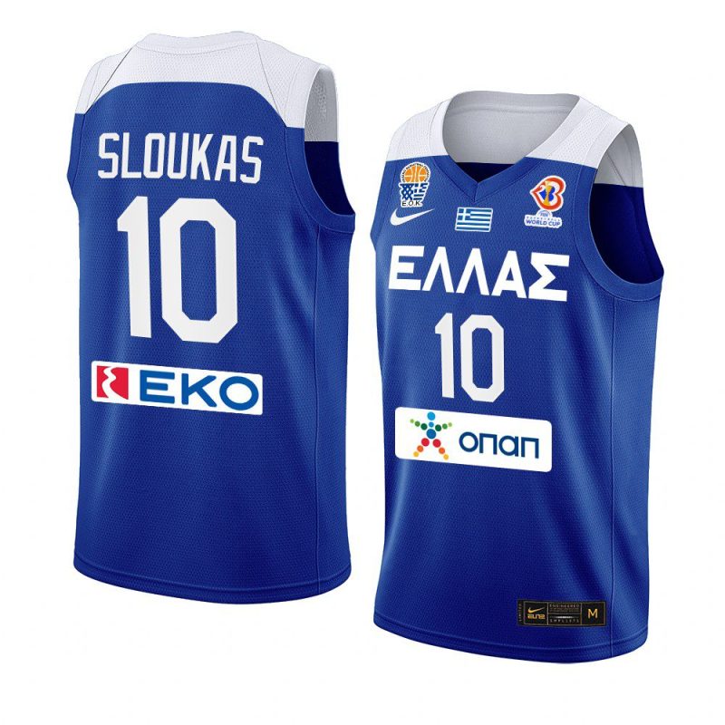 greece team fiba basketball world cup 2022 kostas sloukas blue european qualifiers jersey