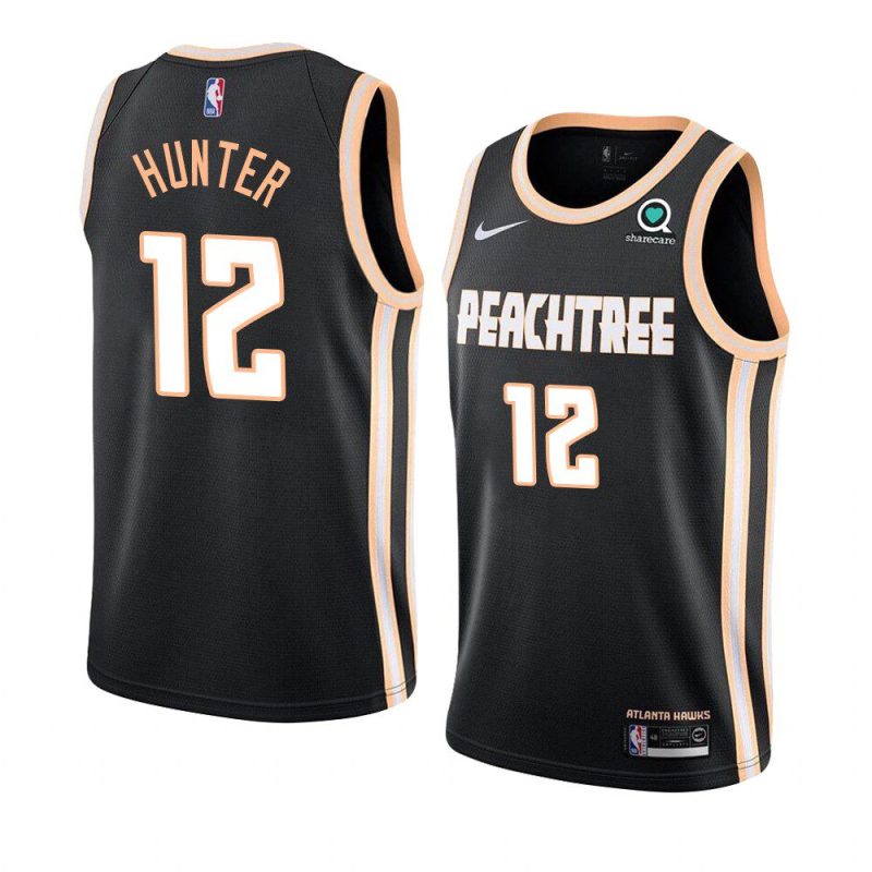 hawks de'andre hunter city jersey men's black 2019 20