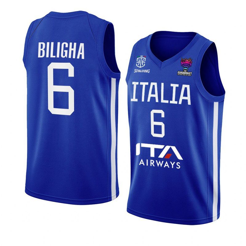 italy team eurobasket 2022 paul biligha blue home jersey