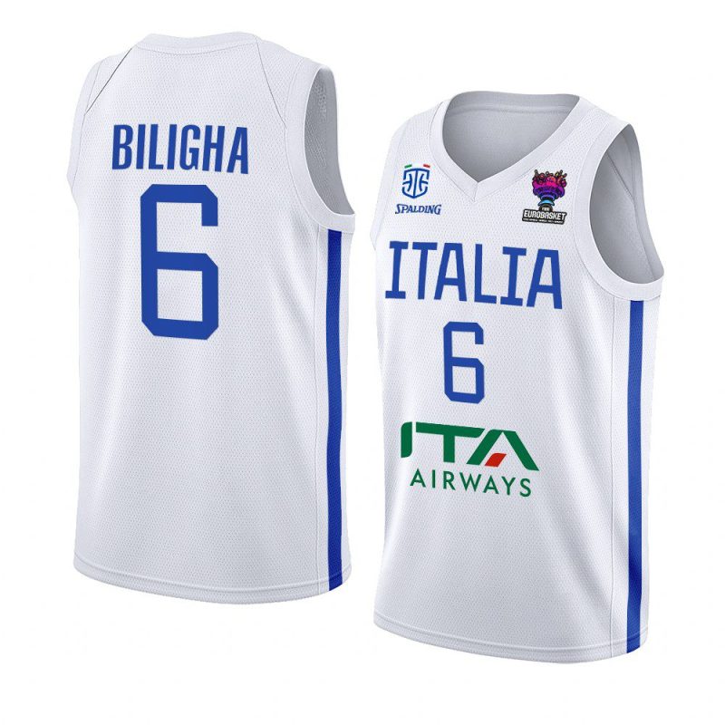 italy team eurobasket 2022 paul biligha white away jersey