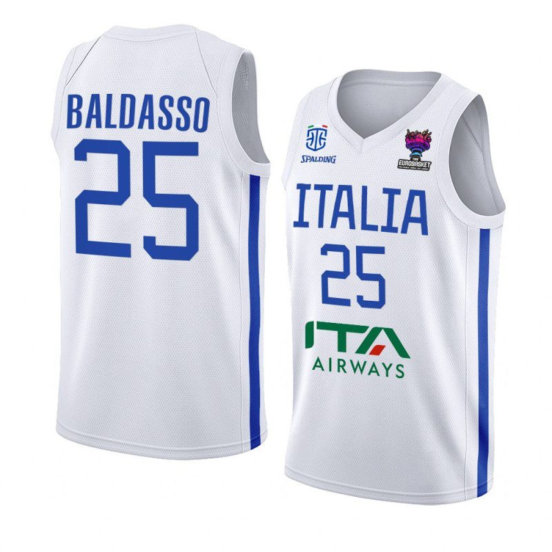 italy team eurobasket 2022 tommaso baldasso white away jersey
