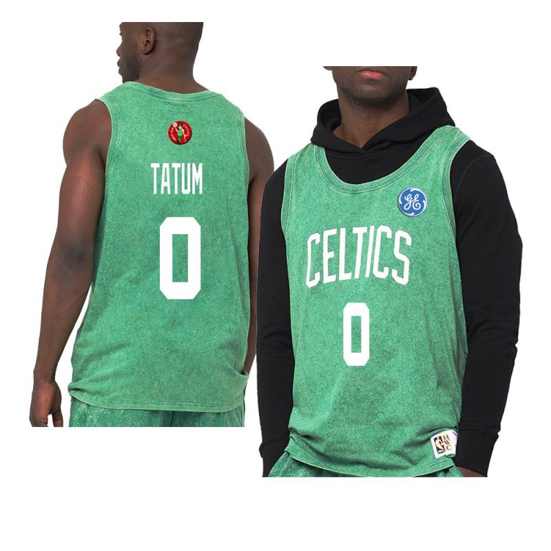 jayson tatum worn out tank top jersey quintessential green