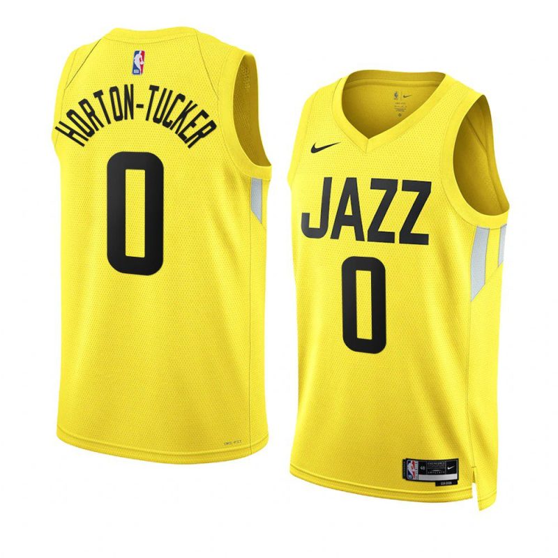 jazz talen horton tucker yellow 2022 23icon edition swingman jersey