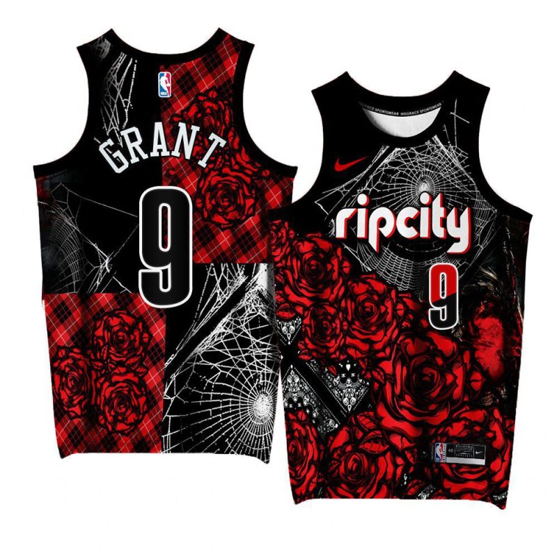 jerami grant blazers rose garden exclusive editionjersey black