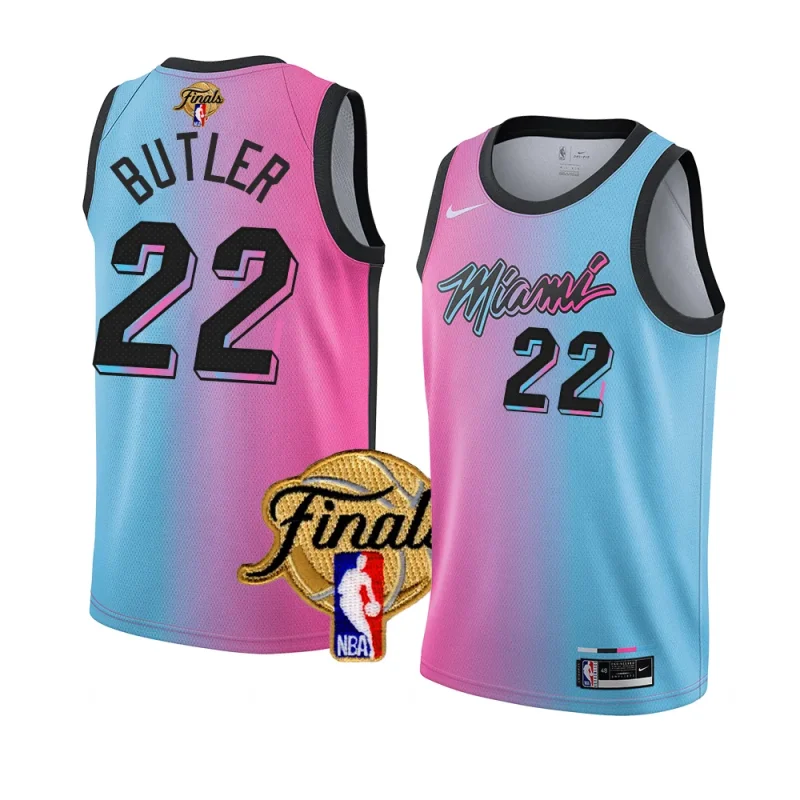 jimmy butler viceversa jersey 2023 nba finals patch pink blue