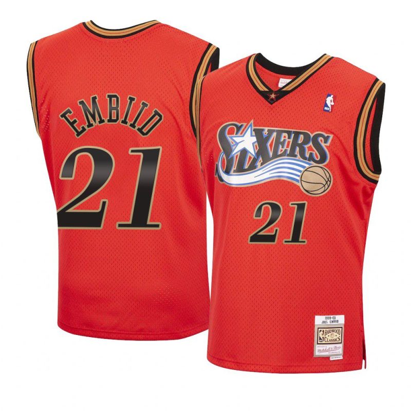 joel embiid jersey reload red hardwood classics men's