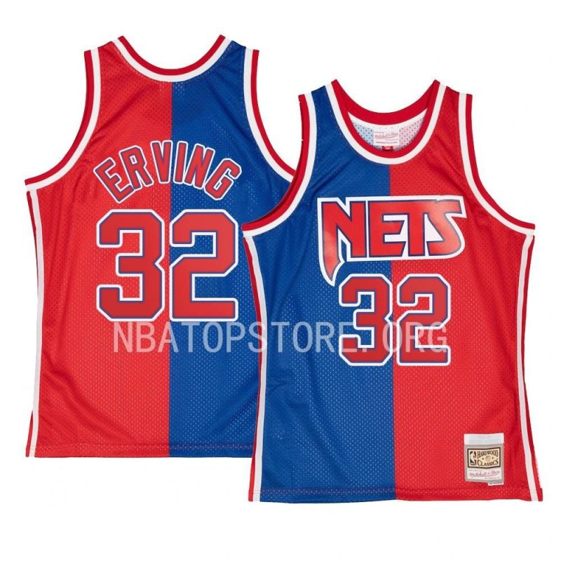 julius erving jersey hardwood classics blue red split swingman