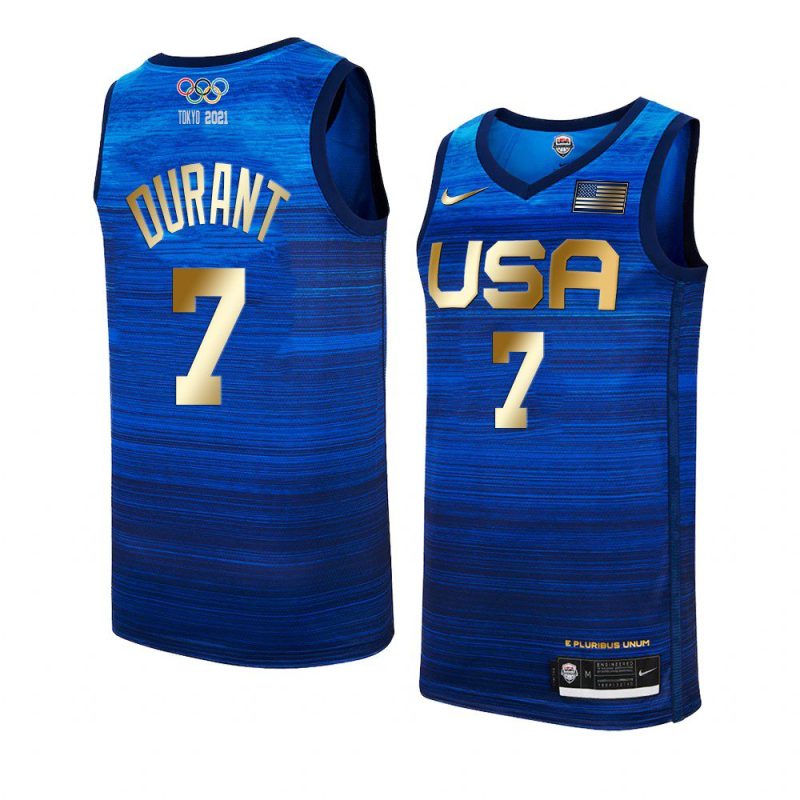 kevin durant 4 consecutive gold medal jersey tokyo olympics champions blue 2021