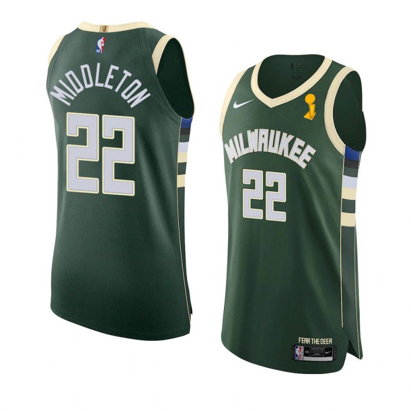 khris middleton authentic icon jersey 2021 nba finals champions hunter green