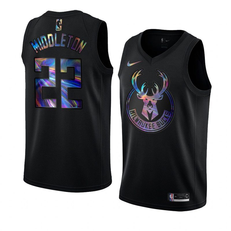 khris middleton jersey iridescent holographic black limited edition