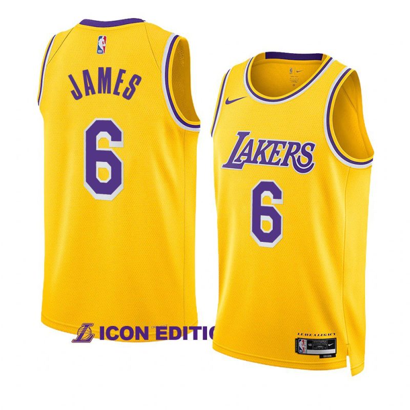 lakers lebron james gold 2022 23icon edition swingman jersey