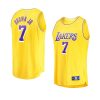 lakers troy brown jr. gold fast break replica icon edition jersey