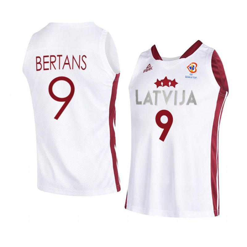 latvia basketball 2023 fiba world cup dairis bertans white home jersey