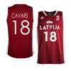 latvia basketball 2023 fiba world cup klavs cavars red away jersey