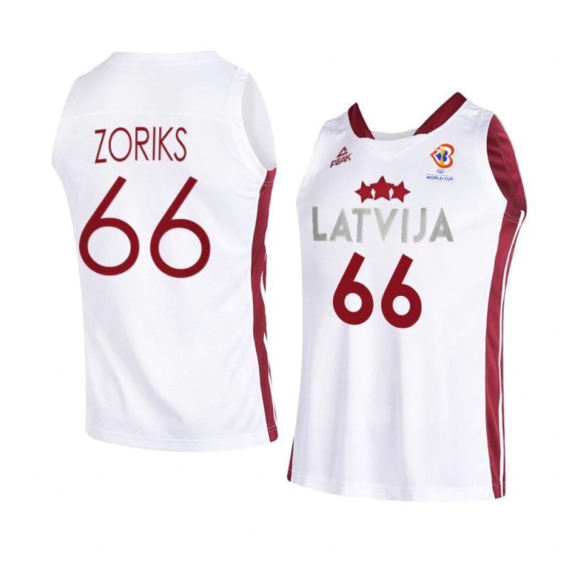 latvia basketball 2023 fiba world cup kristers zoriks white home jersey